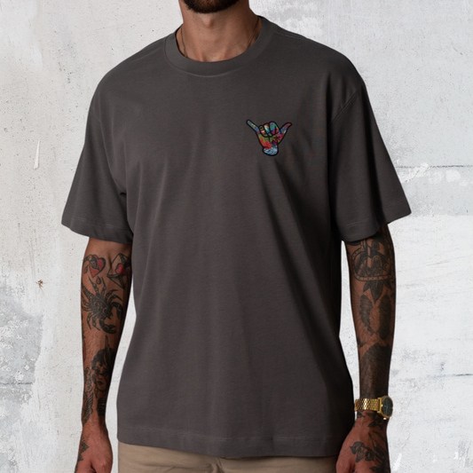 Shaka Hand Heavy Weight T shirt (Charcoal)