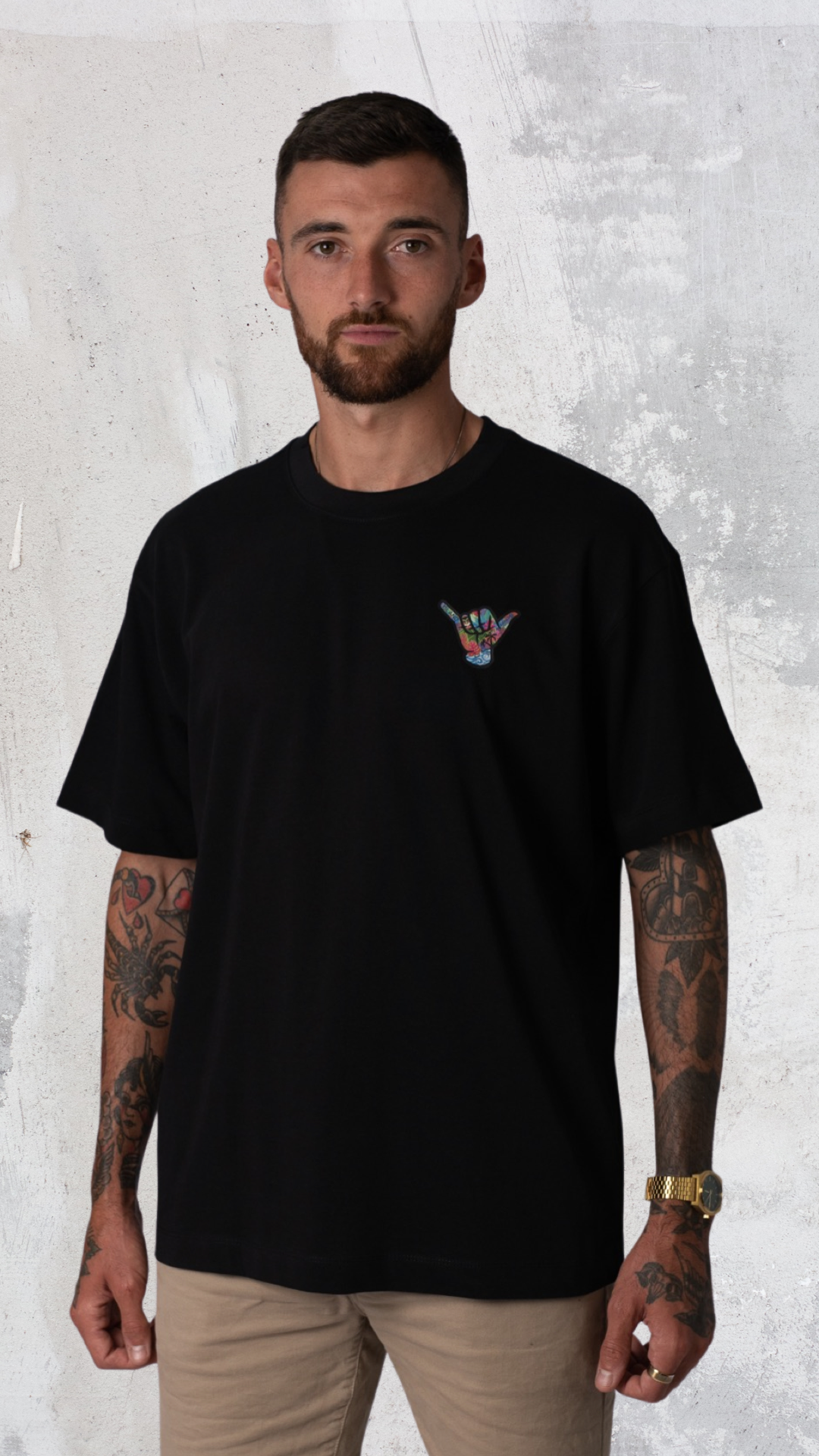 Shaka Hand Heavy Weight T shirt (Black)