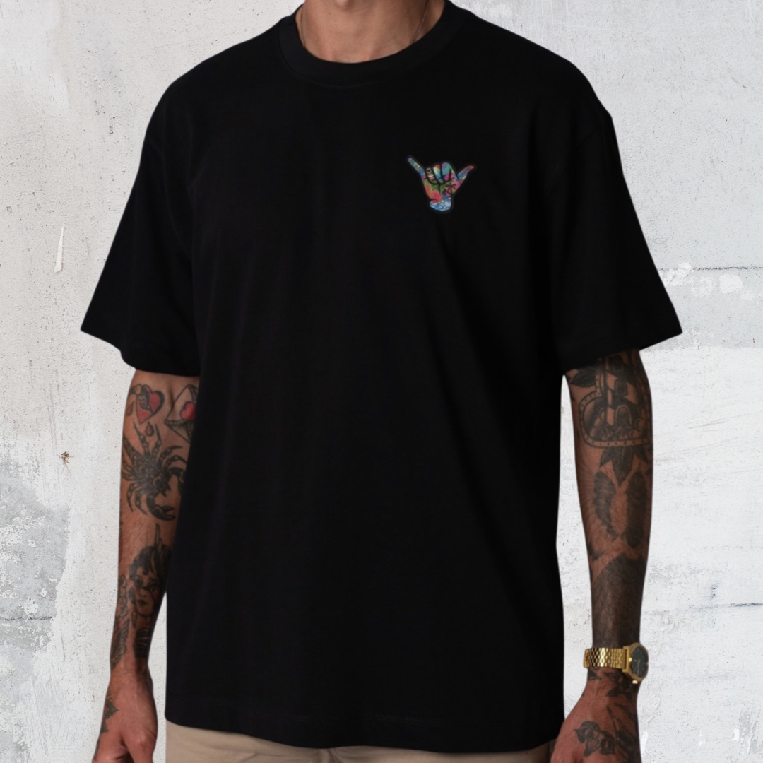 Shaka Hand Heavy Weight T shirt (Black)