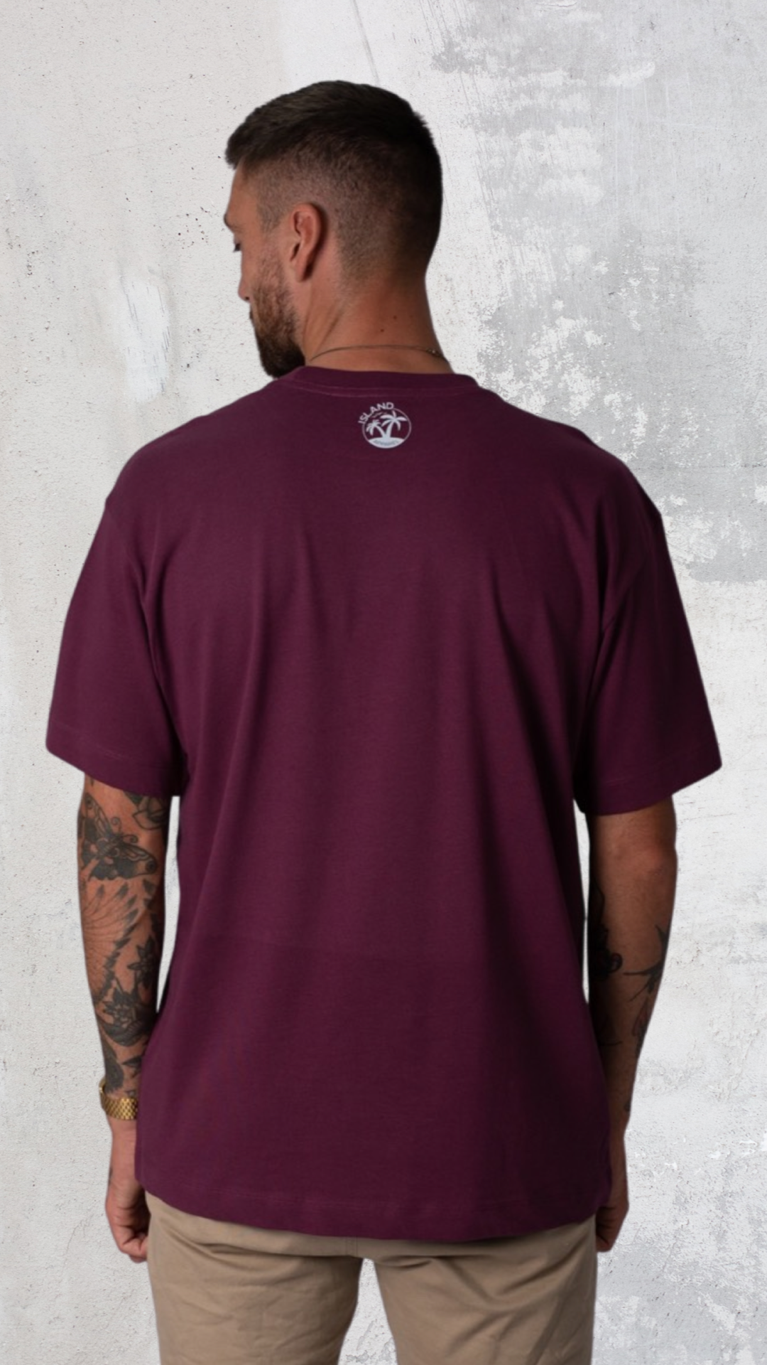 Shaka Hand Heavy Weight T shirt (Burgundy)