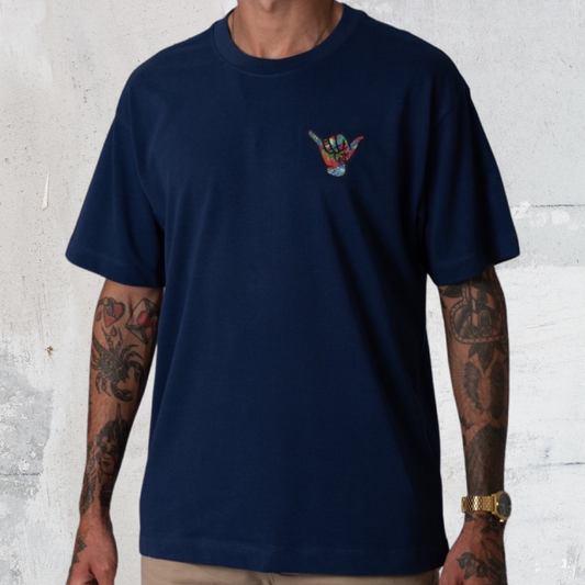 Shaka Hand Heavy Weight T shirt (Navy)