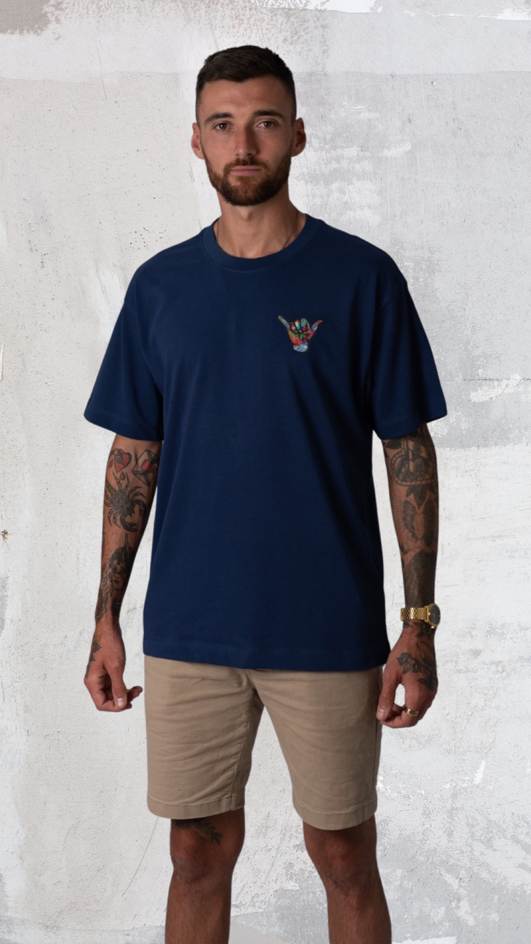 Shaka Hand Heavy Weight T shirt (Navy)