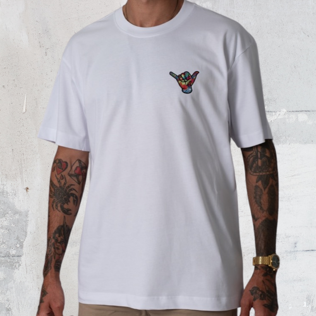 Shaka Hand Heavy Weight T Shirt (White)